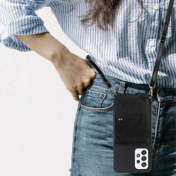 Samsung Galaxy A33 5G Crossbody Lanyard Wallet Card Bag Phone Case(Black)
