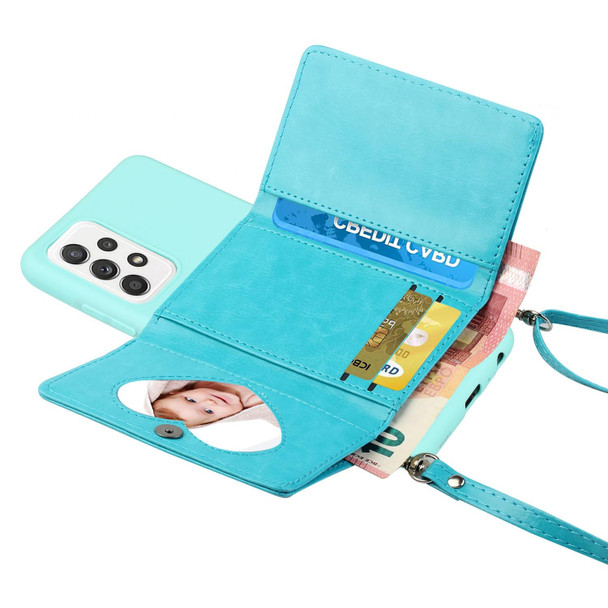 Samsung Galaxy A33 5G Crossbody Lanyard Wallet Card Bag Phone Case(Sky Blue)