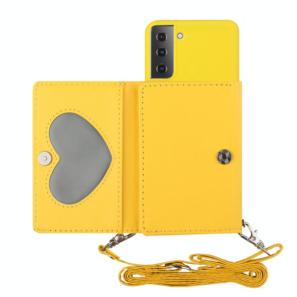 Samsung Galaxy S22+ 5G Crossbody Lanyard Wallet Card Bag Phone Case(Yellow)