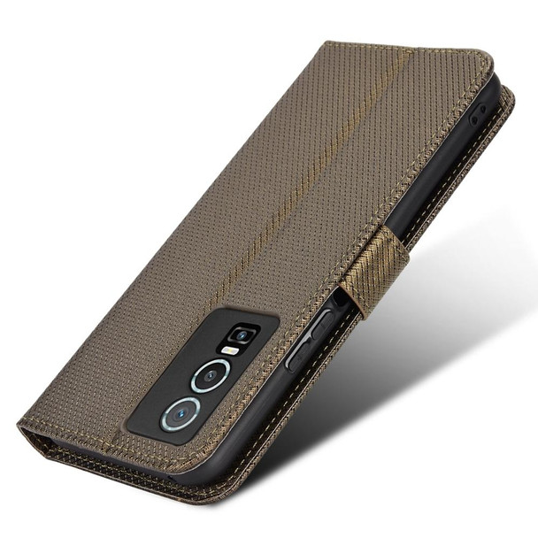 vivo Y76 5G Diamond Texture Leather Phone Case(Brown)