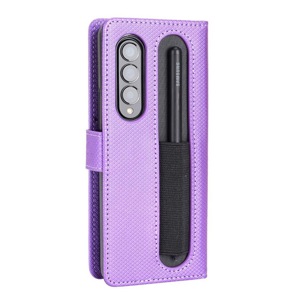 Samsung Galaxy Z Fold3 5G Diamond Texture Leather Phone Case(Purple)