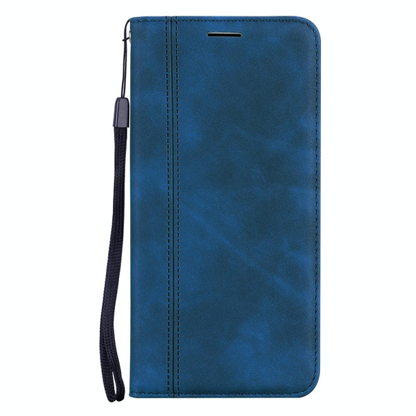 Samsung Galaxy A03s 164mm Frosted Business Magnetic Flip Leather Phone Case(Blue)