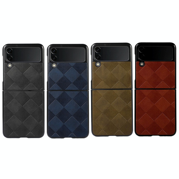 Samsung Galaxy Z Flip 3 5G Weave Plaid PU Phone Case(Brown)