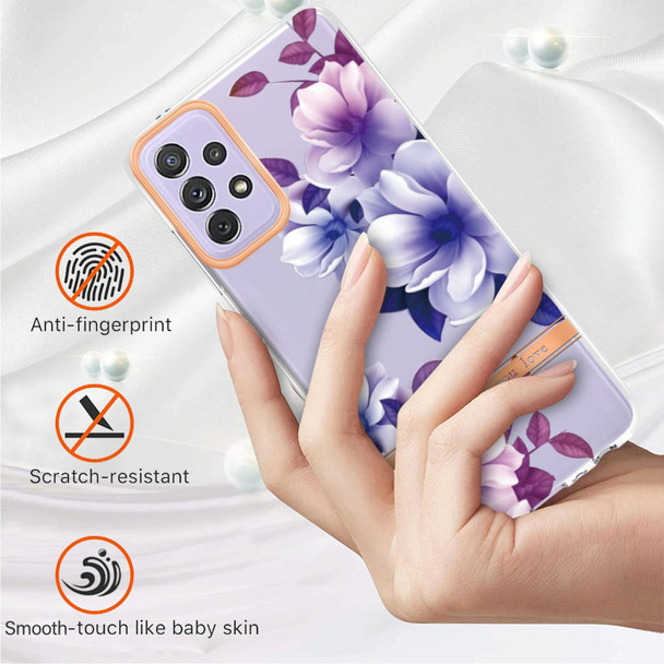 Samsung Galaxy A72 5G / 4G Flowers and Plants Series IMD TPU Phone Case(Purple Begonia)