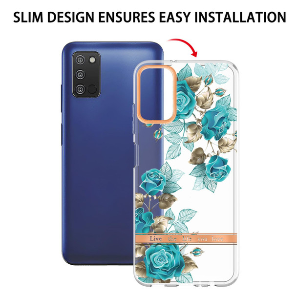 Samsung Galaxy A03s Flowers and Plants Series IMD TPU Phone Case(Blue Rose)