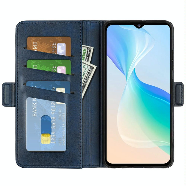 vivo Y76 5G / Y76S 5G / Y74S Dual-side Magnetic Buckle Leather Case(Dark Blue)