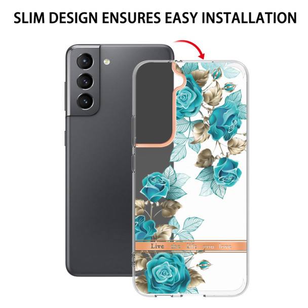 Samsung Galaxy S22 Flowers and Plants Series IMD TPU Phone Case(Blue Rose)