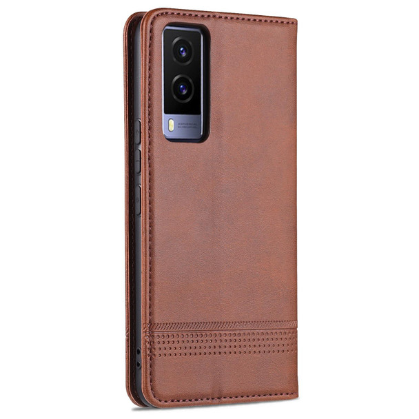 vivo Y71t / V21e 5G AZNS Magnetic Calf Texture Horizontal Flip Leather Phone Case(Dark Brown)