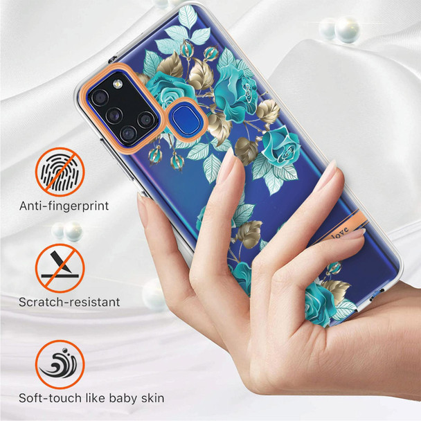 Samsung Galaxy A21s Flowers and Plants Series IMD TPU Phone Case(Blue Rose)