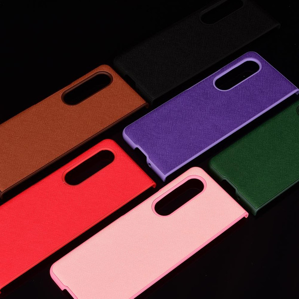 Samsung Galaxy Z Fold3 5G Cross Texture Phone Case(Black)