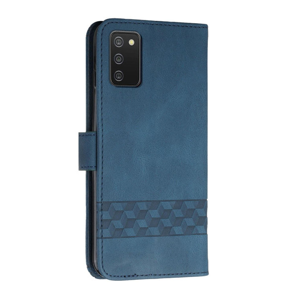 Samsung Galaxy A03s 166mm Cubic Skin Feel Flip Leather Phone Case(Royal Blue)