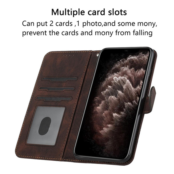 Samsung Galaxy A03s 166mm Cubic Skin Feel Flip Leather Phone Case(Dark Coffee)