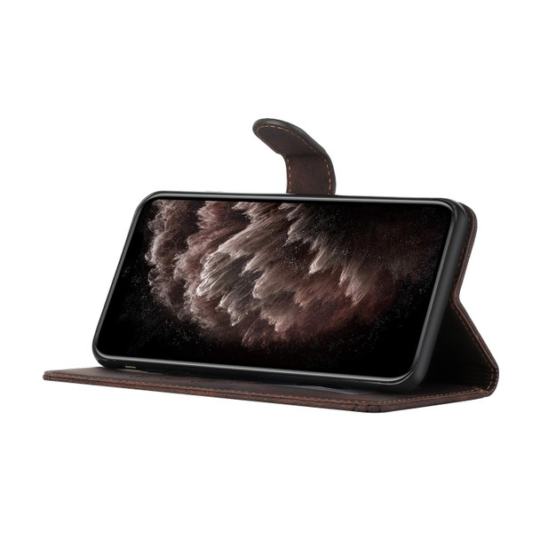 Samsung Galaxy A03s 166mm Cubic Skin Feel Flip Leather Phone Case(Dark Coffee)