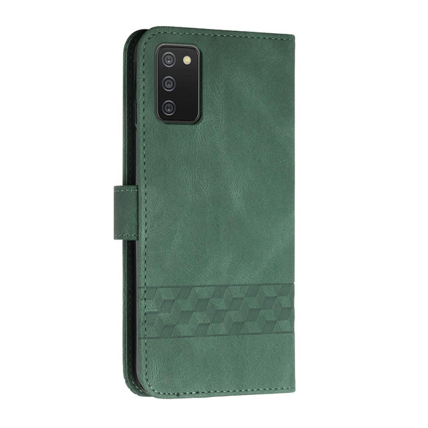 Samsung Galaxy A03s 166mm Cubic Skin Feel Flip Leather Phone Case(Dark Green)