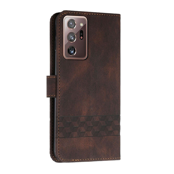 Samsung Galaxy Note20 Ultra Cubic Skin Feel Flip Leather Phone Case(Dark Coffee)