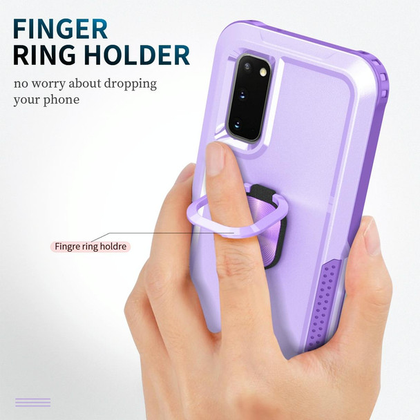 Samsung Galaxy S20 3 in 1 PC + TPU Phone Case with Ring Holder(Purple)