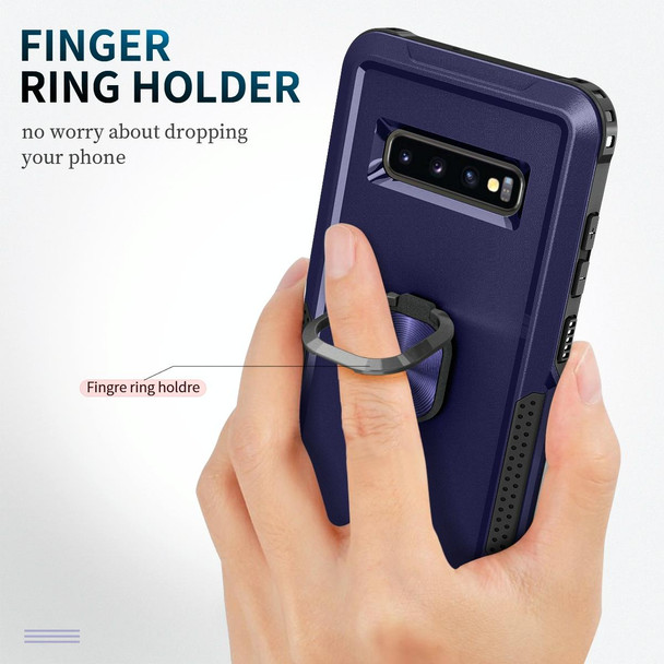 Samsung Galaxy S10+ 3 in 1 PC + TPU Phone Case with Ring Holder(Navy Blue)