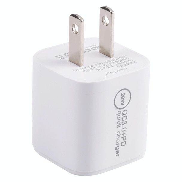 20WACB 20W QC3.0 + PD Quick Charger, Plug Specification:US Plug(White)