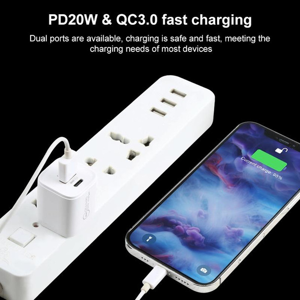 20WACB 20W QC3.0 + PD Quick Charger, Plug Specification:US Plug(White)