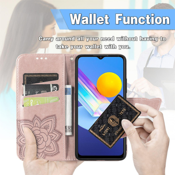 vivo Y72 5G Butterfly Love Flowers Embossed Horizontal Flip Leather Case with Holder & Card Slots & Wallet & Lanyard(Rose Gold)