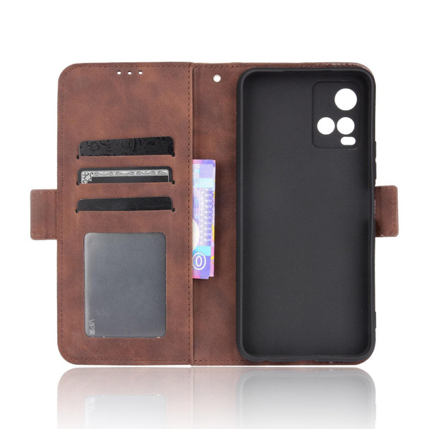 vivo Y33S / Y21 / Y21S Skin Feel Calf Pattern Horizontal Flip Leather Case with Holder & Card Slots & Photo Frame(Brown)