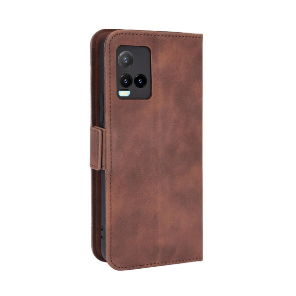 vivo Y33S / Y21 / Y21S Skin Feel Calf Pattern Horizontal Flip Leather Case with Holder & Card Slots & Photo Frame(Brown)