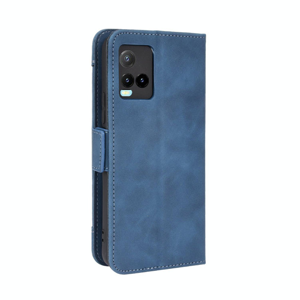 vivo Y33S / Y21 / Y21S Skin Feel Calf Pattern Horizontal Flip Leather Case with Holder & Card Slots & Photo Frame(Blue)