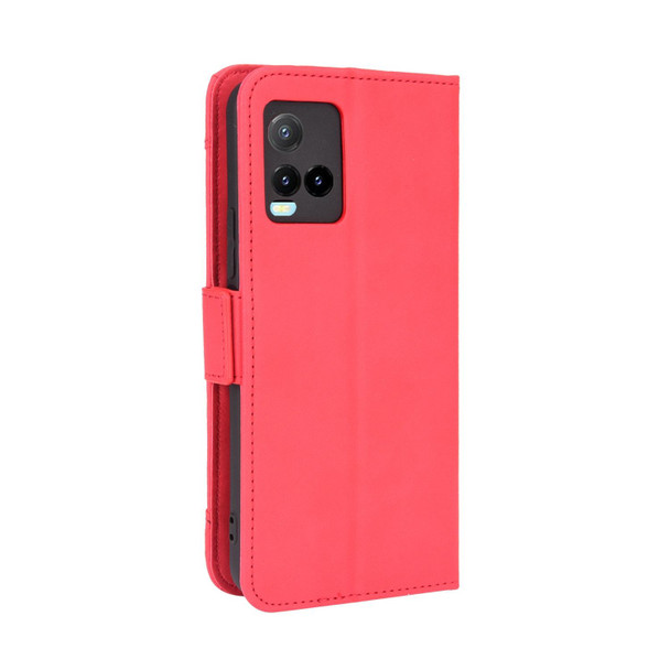 vivo Y33S / Y21 / Y21S Skin Feel Calf Pattern Horizontal Flip Leather Case with Holder & Card Slots & Photo Frame(Red)