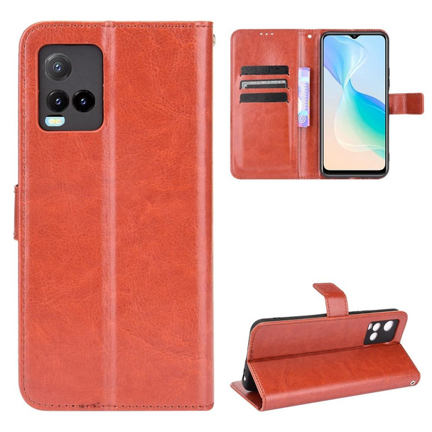 vivo Y33s / Y21 / Y21s Crazy Horse Texture Horizontal Flip Leather Case with Holder & Card Slots & Lanyard(Brown)