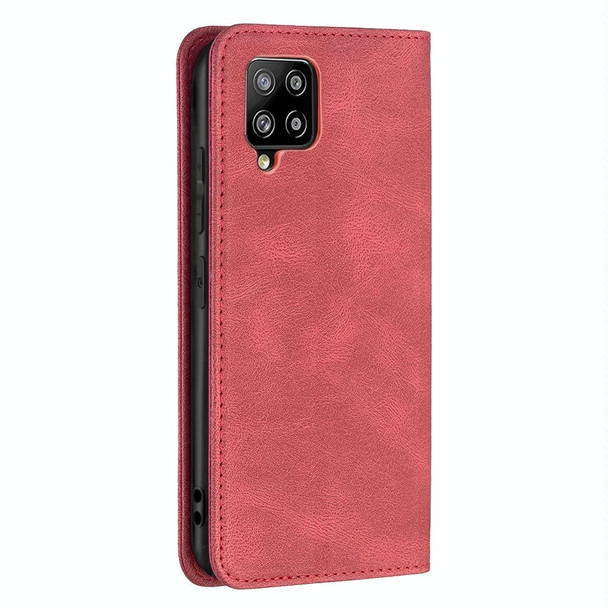 Samsung Galaxy A42 Magnetic RFID Blocking Anti-Theft Leather Case with Holder & Card Slots & Wallet(Red)