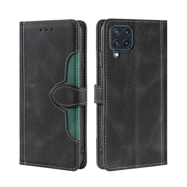 Samsung Galaxy M32 Global Skin Feel Straw Hat Magnetic Buckle Horizontal Flip PU Leather Case with Holder & Card Slots & Wallet(Black)