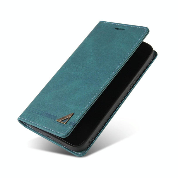 Samsung Galaxy F52 5G Skin Feel Anti-theft Brush Horizontal Flip Leather Case with Holder & Card Slots & Wallet(Blue)