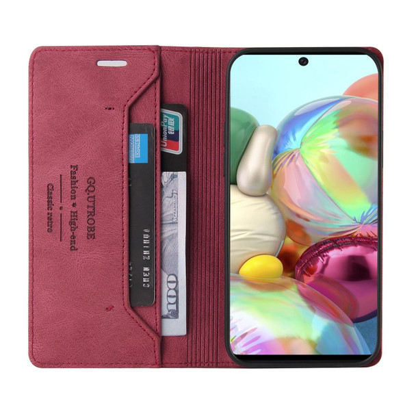 Samsung Galaxy A81 Skin Feel Anti-theft Brush Horizontal Flip Leather Case with Holder & Card Slots & Wallet(Wine Red)