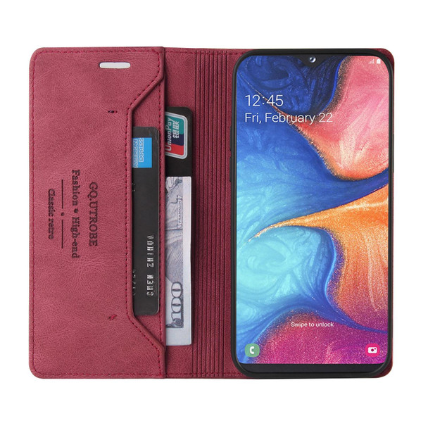 Samsung Galaxy A20e Skin Feel Anti-theft Brush Horizontal Flip Leather Case with Holder & Card Slots & Wallet(Wine Red)