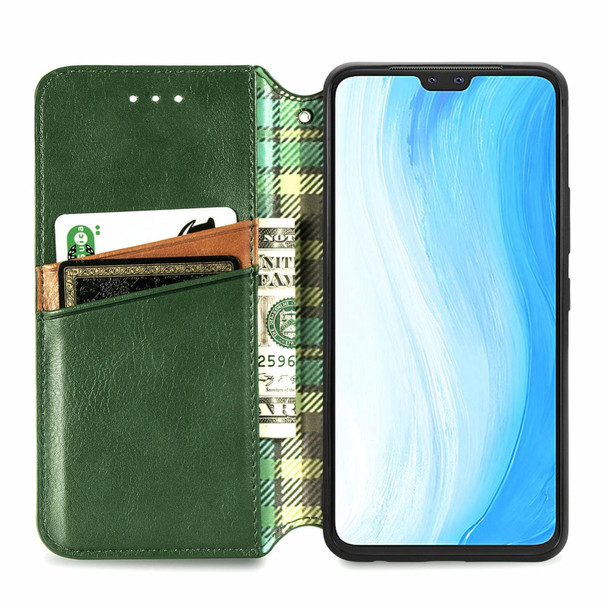vivo S7 Cubic Grid Pressed Horizontal Flip Magnetic PU Leather Case with Holder & Card Slots & Wallet(Green)