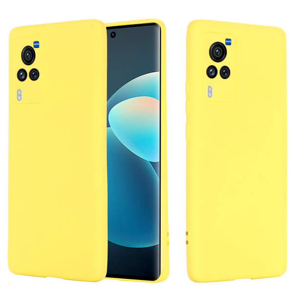 vivo X60 Pro 5G Foreign Version Solid Color Liquid Silicone Shockproof Full Coverage Protective Case(Yellow)