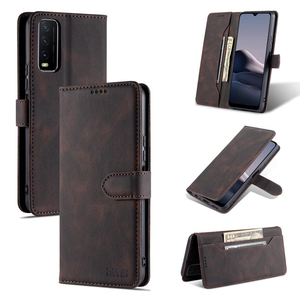 vivo Y20 AZNS Dream II Skin Feel PU+TPU Horizontal Flip Leather Case with Holder & Card Slots & Wallet(Coffee)