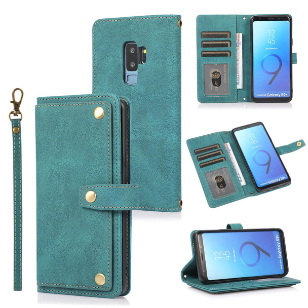 Samsung Galaxy S9+ PU + TPU Horizontal Flip Leather Case with Holder & Card Slot & Wallet & Lanyard(Lake Blue)