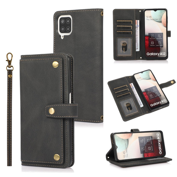 Samsung Galaxy A12 PU + TPU Horizontal Flip Leather Case with Holder & Card Slot & Wallet & Lanyard(Black)