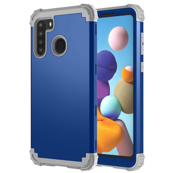 Samsung Galaxy A21 3 in 1 Shockproof PC + Silicone Protective Case(Navy Blue + Grey)