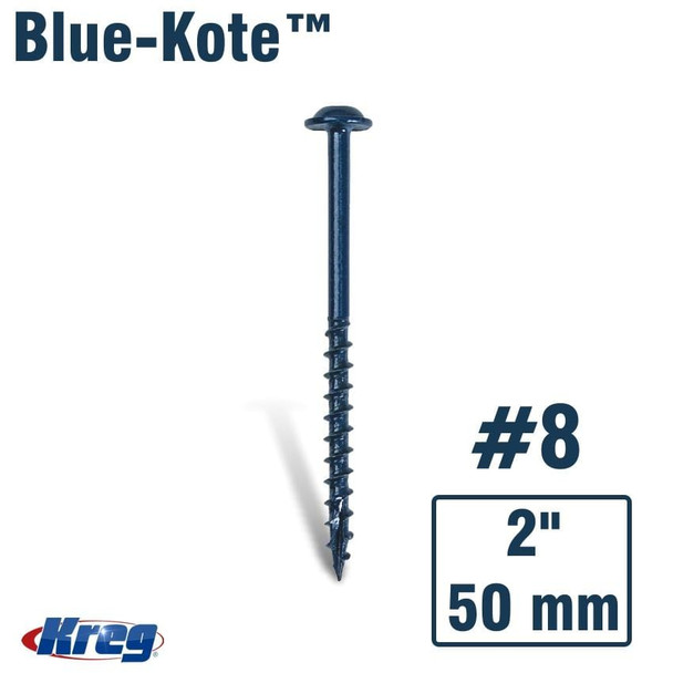 Kreg Blue-Kote Pocket-Hole Screws - 64mm, #8 Coarse, Washer-Head