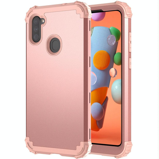 Samsung Galaxy A11 3 in 1 Shockproof PC + Silicone Protective Case(Rose Gold)