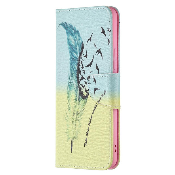 vivo V21 Colored Drawing Pattern Horizontal Flip Leather Case with Holder & Card Slots & Wallet(Feather Bird)