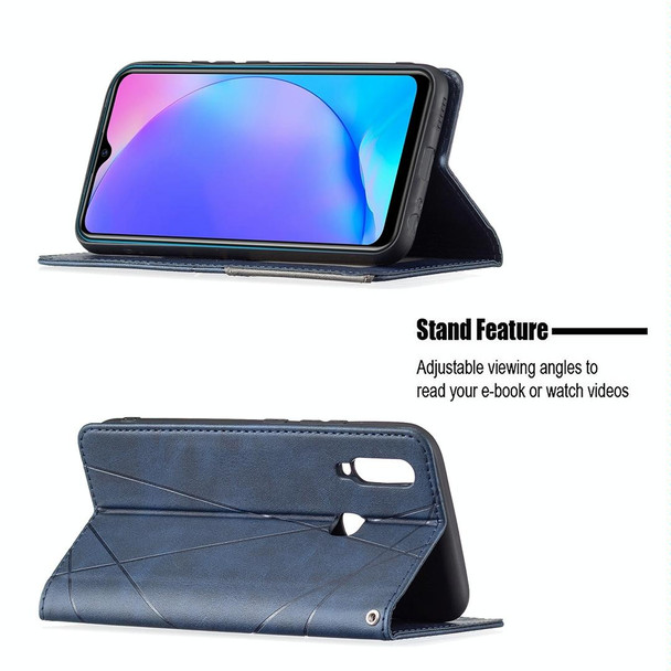 vivo Y11/Y15/Y12/Y17 Rhombus Texture Horizontal Flip Magnetic Leather Case with Holder & Card Slots(Blue)