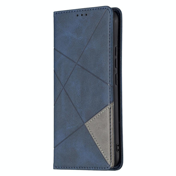 vivo Y11/Y15/Y12/Y17 Rhombus Texture Horizontal Flip Magnetic Leather Case with Holder & Card Slots(Blue)