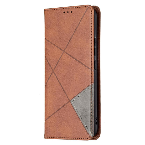 vivo Y11/Y15/Y12/Y17 Rhombus Texture Horizontal Flip Magnetic Leather Case with Holder & Card Slots(Brown)