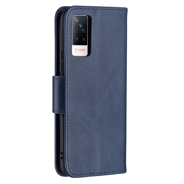 vivo V21 Retro Lambskin Texture Pure Color Horizontal Flip PU Leather Case with Holder & Card Slots & Wallet & Lanyard(Blue)