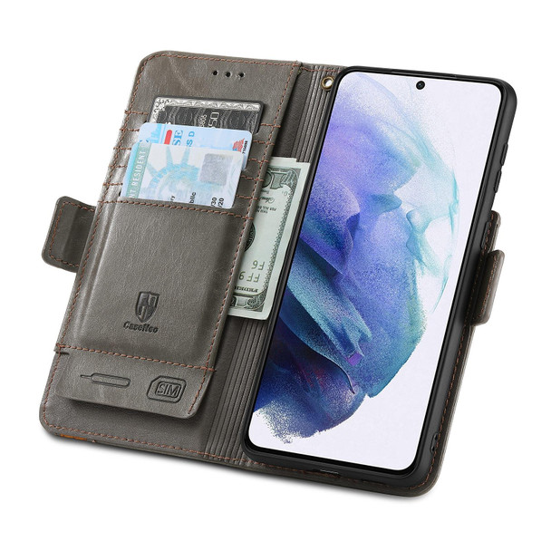 Samsung Galaxy S21+ 5G CaseNeo Business Splicing Dual Magnetic Buckle Horizontal Flip PU Leather Case with Holder & Card Slots & Wallet(Grey)