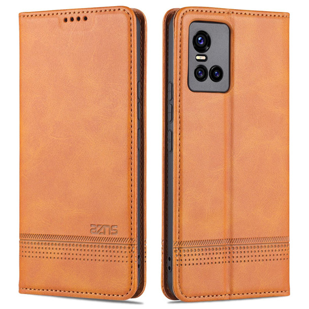 vivo S10 AZNS Magnetic Calf Texture Horizontal Flip Leather Case with Card Slots & Holder & Wallet(Light Brown)