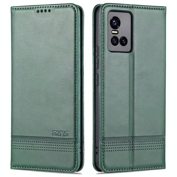 vivo S10 AZNS Magnetic Calf Texture Horizontal Flip Leather Case with Card Slots & Holder & Wallet(Dark Green)